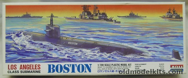Arii 1/700 Boston Los Angeles Submarines - Two Kits With Stand and Water Base, 5 plastic model kit